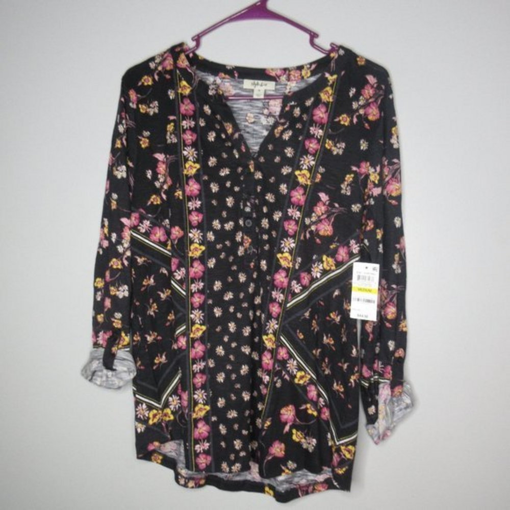 STYLE & CO floral boho shirt sz XL